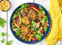 CROQUETTES DE SAUMON, SALADE D'AUTOMNE