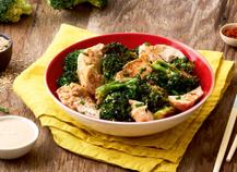 POULET AU YAOURT, BROCOLI RÔTI, POLENTA