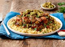 TAJINE D’AGNEAU, AUBERGINES ET CRUMBLE DE PERSIL
