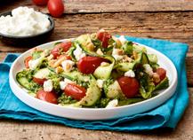 SALADE DE COURGETTES, PESTO, TOMATES RÔTIES