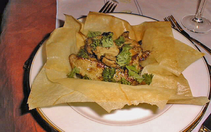Recette , Croustillant de foie gras frais aux champignons des bois