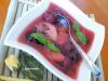 Soupe de cerises et pêches au basilic et au Confit de Roses