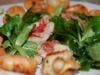 Salade rouget, coquille saint jacques et crevettes