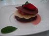 Mille-feuille de trois chocolats au tartare de fenouil et fraises