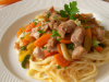 Linguine au veau, Parme et légumes