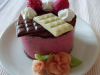 Entremets individuels chocolat-framboises