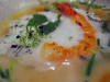 Soupe de courge et gambas à l'émulsion de coco