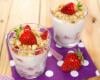 Verrine de ricotta fraise et écrasé de palet breton