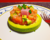 Tartare de saumon fumé crevette et avocat au citron et piment d'Espelette