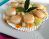 Noix de coquilles St Jacques, étuvée de légumes