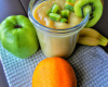 Petit pot à la vanille et orange, smoothie kiwi, concombre, pomme verte