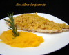 Purée de carottes au curcuma et daurade en croûte de crumble de pain au citron