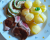 Paillasson de pommes de terre et courgettes, accompagné de son épaule d'agneau