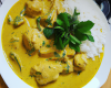 Chapon au curry et lait de coco