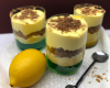 Verrine de mousse de mascarpone, crème au citron et crumble au chocolat