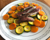 Magret de canard aux courgettes et carottes