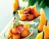 Verrines de melon rôti au miel et de coppa