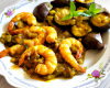 Gambas au curry et aux aubergines braisées maison