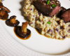 Filet pur de bœuf Irlandais - Risotto aux morilles - Légumes sautés - Sauce au chocolat