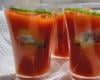 Gaspacho frais aux dés de saumon et cabillaud de Norvège