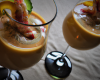 Smoothie de mangue et langoustines au caramel