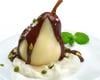 Poire cuite au Philadelphia, chocolat et pistaches