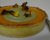 Tarte fine aux légumes, espuma de Fourme d'Ambert