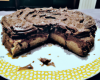 Gâteau au chocolat avec crème liquide et cacao