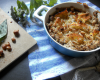 Gratin de topinambours sur lit d'orties, crumble noisettes