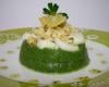 Effeuillé de cabillaud, purée verte et émiettée de crumble au citron confit et persil