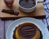 Flan de poire à la cannelle et sa sauce au chocolat chaud