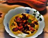 Velouté de courge, châtaignes et chorizo