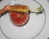 Gambas chapelure d'agrumes sauce poivron framboises