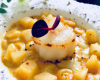 Saint-Jacques sur son lit de pomme au curry