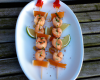 Brochettes de saumon et de crevettes marinées à la sauce gingembre soja