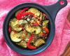 Cocotte de courgettes et poivrons, graines de couscous