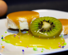 Chiboust caramélisé au kiwi et crème anglaise safranée