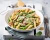 Penne aux asperges, bacon et Parmesan