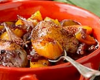 Coq au vin et aux nectarines jaunes d'ici