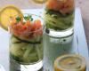 Verrine de saumon et concombre, vinaigrette au citron vert