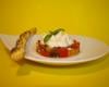 Tartare de tomates multicolores, chantilly de mozzarella et sacristain pavot et piment d'Espelette