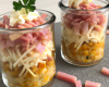 Coquillettes et jambon de pays en verrine