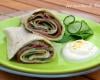 Wraps au jambon de Parme et concombre, sauce yaourt citron vert-curry