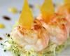 Les langoustines de petite pêche servies en salade, vinaigrette acidulée à la mangue