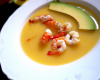 Potage crevette, gingembre et avocat