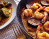 Gambas au curry et aux aubergines braisées