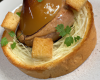 Foie gras sur nid de brioche