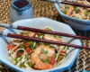 Wok de crevettes aux nouilles chinoises