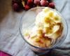 Glace au chocolat blanc, framboises et ses éclats de chocolats