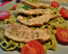 Escalopes de porc panées tagliatelle pesto et tomate fraiche